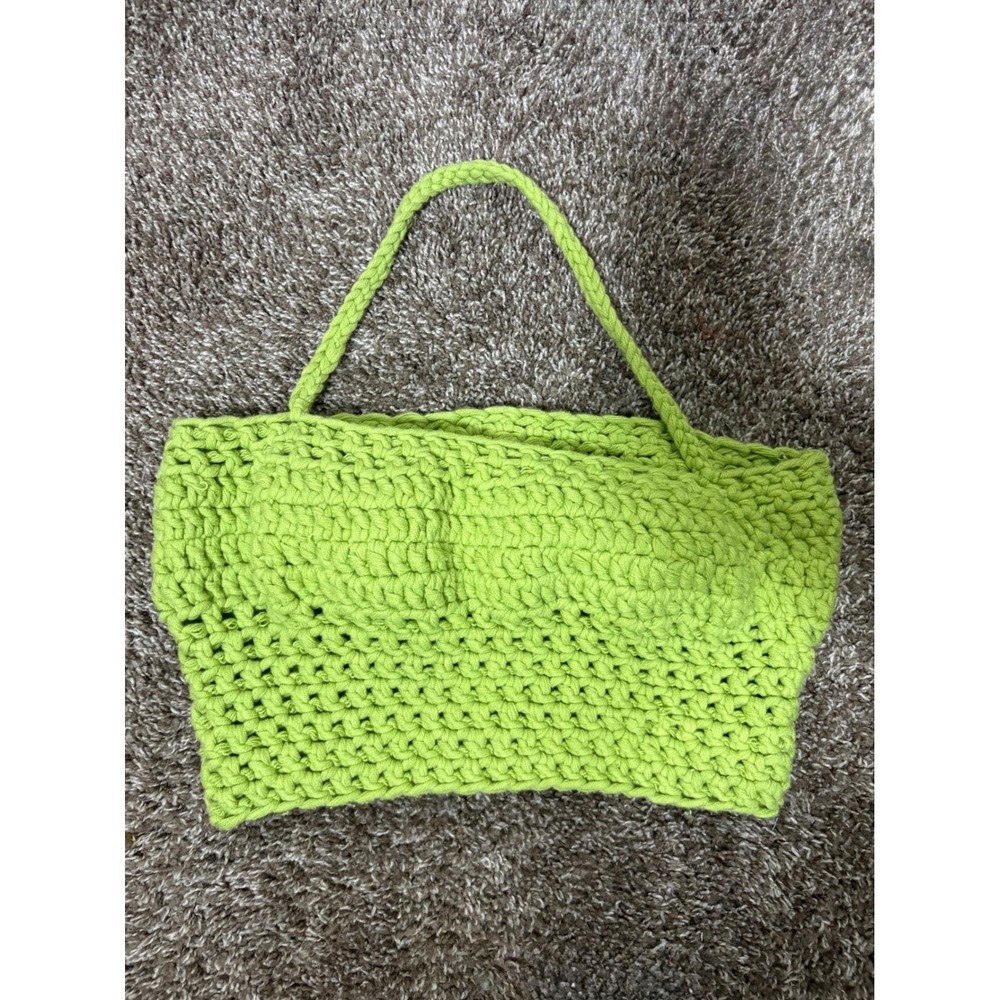 Handmade Lime Green Crochet Halter Top Chunky Knit Festival Crop Top S/M?